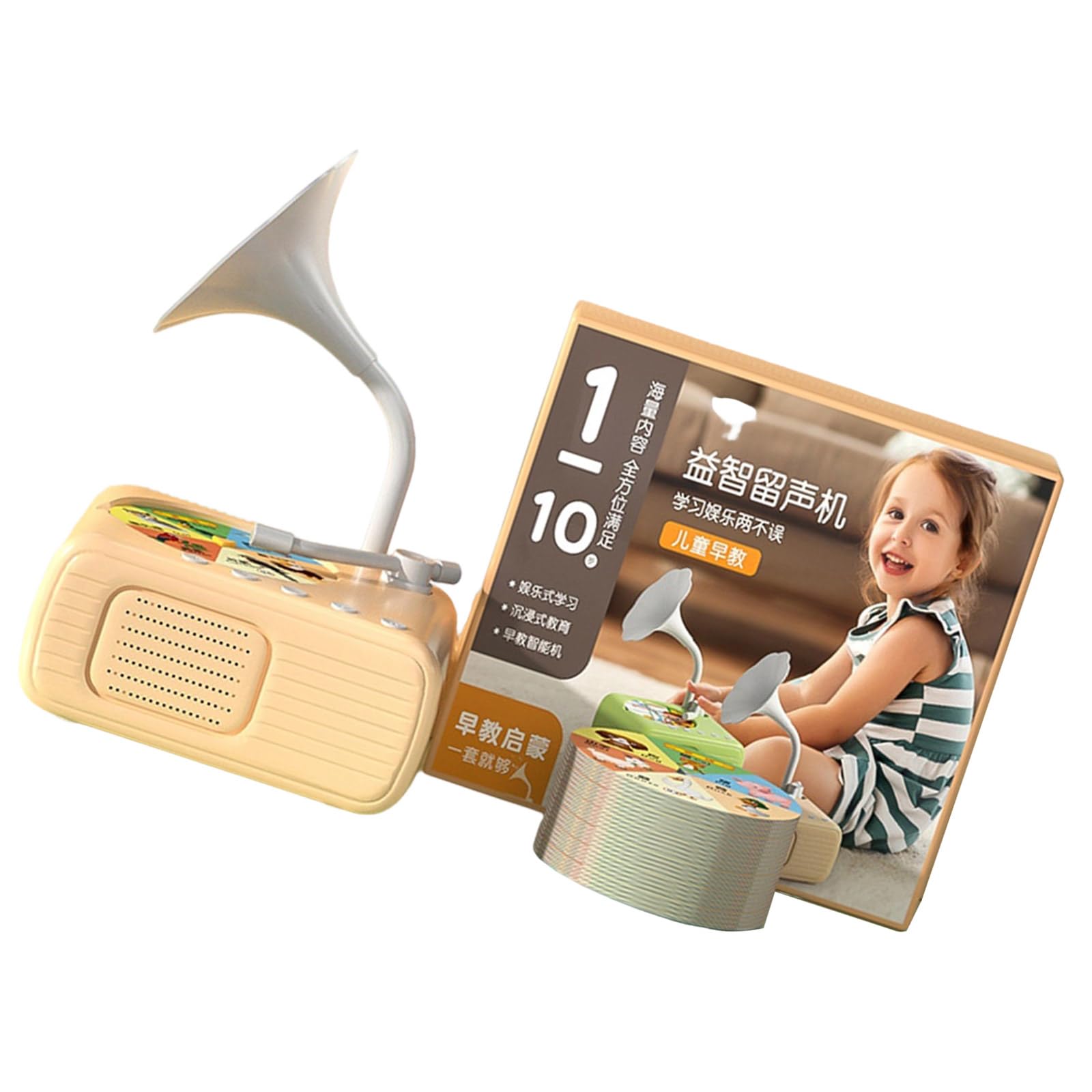 Kids Educational Gramophon Toy Mit 96 Lernkarten Musikbox Geschichten Erzählungsmaschine Interaktives Spielzeug Für Jungen Mädchen
