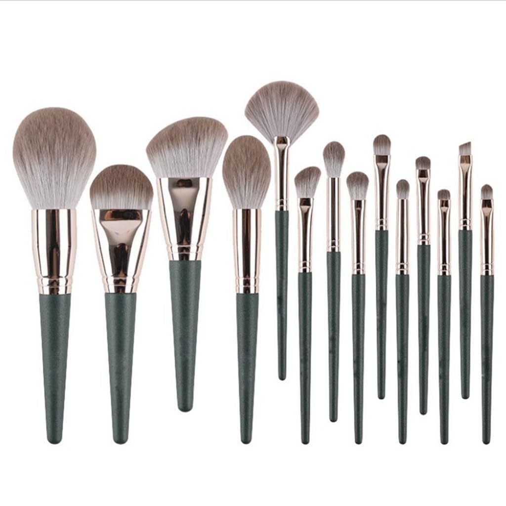 14 szt. Zielona Chmura Zestaw pędzli do makijażu Luźny Puder Blush Foundation pędzle do cieni do powiek Kompletny zestaw