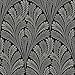 York Wallcoverings Black and White Resource Library BW3951 Shell Damask Wallpaper Black Glint