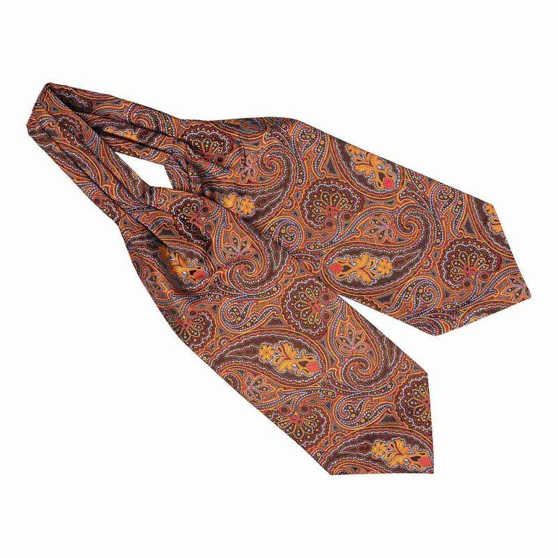 the tie hub Empire Orange Paisley Ascot Cravat For Men-picture-20