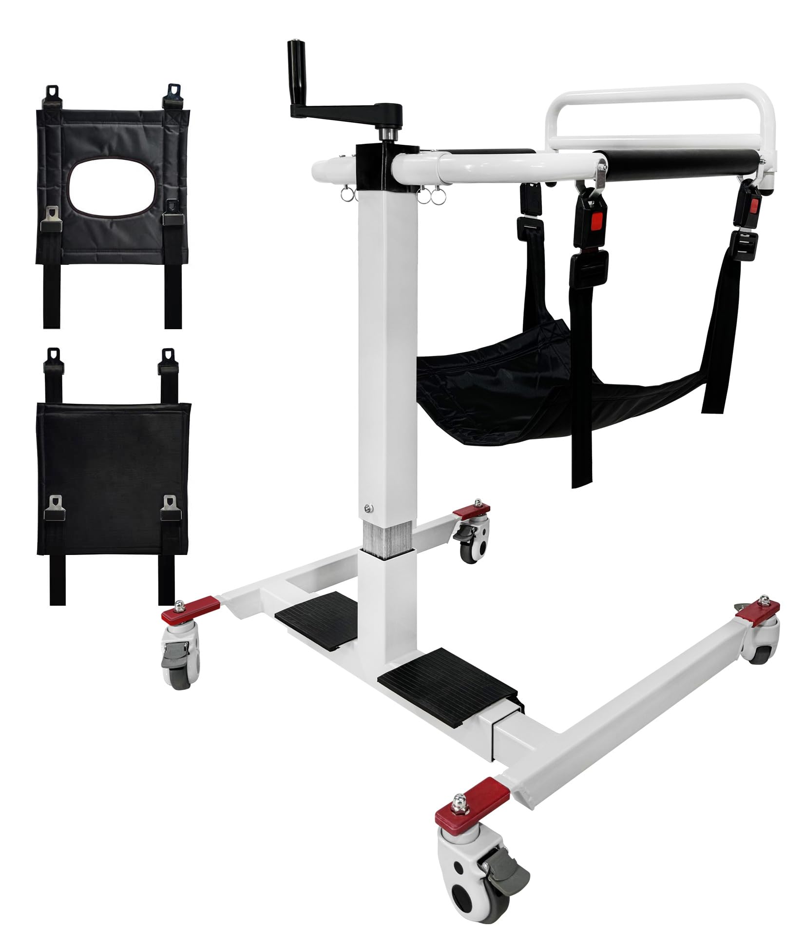 Silla de Traslado Portátil para Pacientes, Elevador de Silla de Ruedas a Coche para Personas Mayores, Elevador de Silla Plegable para Hogar, Elevador de Pacientes con Palanca Manual