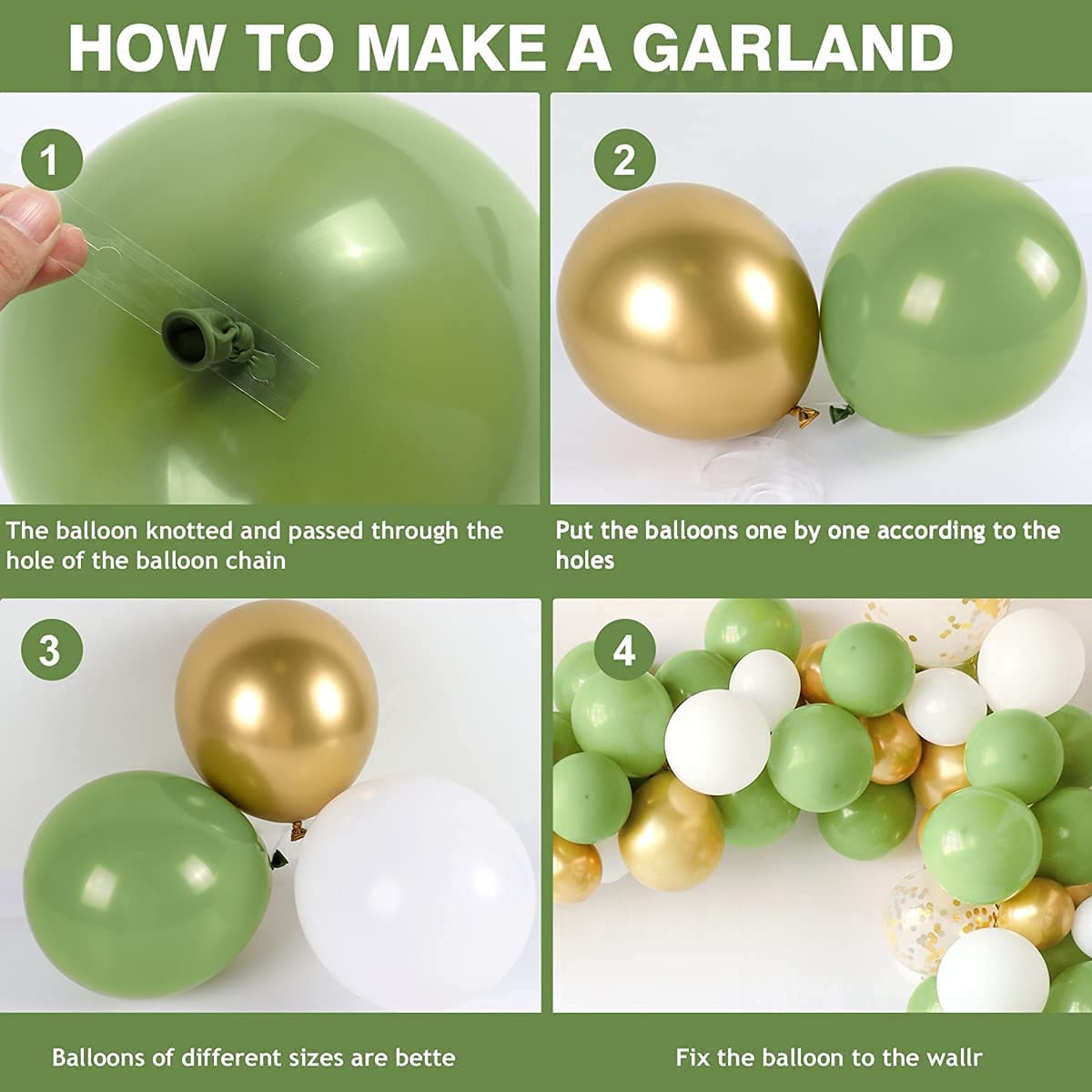 Sage Green Balloon Garland Arch Kit,152Pcs Olive Green Balloons Arch