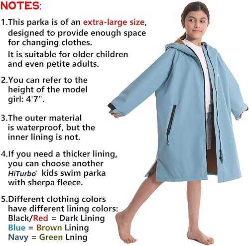 Miniatura 6 de Hiturbo Parka de natación impermeable para niños abrigo de natación resistente al viento, forro polar fino, chaqueta de nadador de gran tamaño