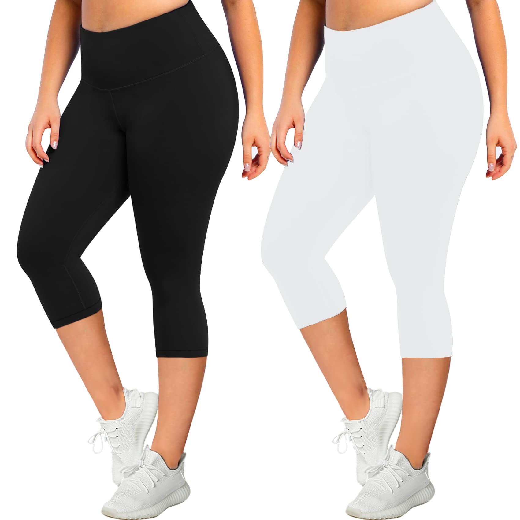 MOREFEELPlus Size Leggings for Women-Stretchy X-Large-4X Tummy Control High Waist Spandex Workout Black Yoga Pants