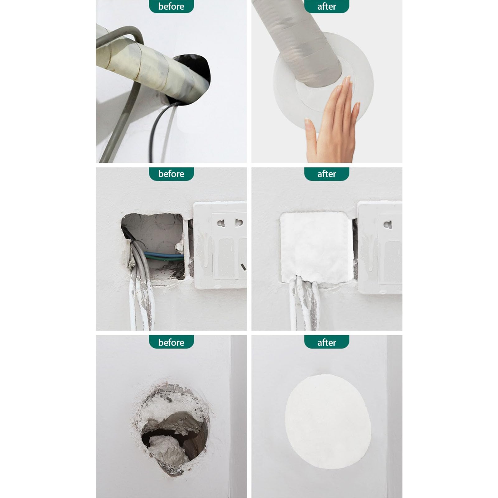 Lot de 50 mastic d'étanchéité à haute adhérence pour climatisation, trous et tuyaux, empêche les fuites et les dommages causés par l'eau, remplissage de trous polyvalent