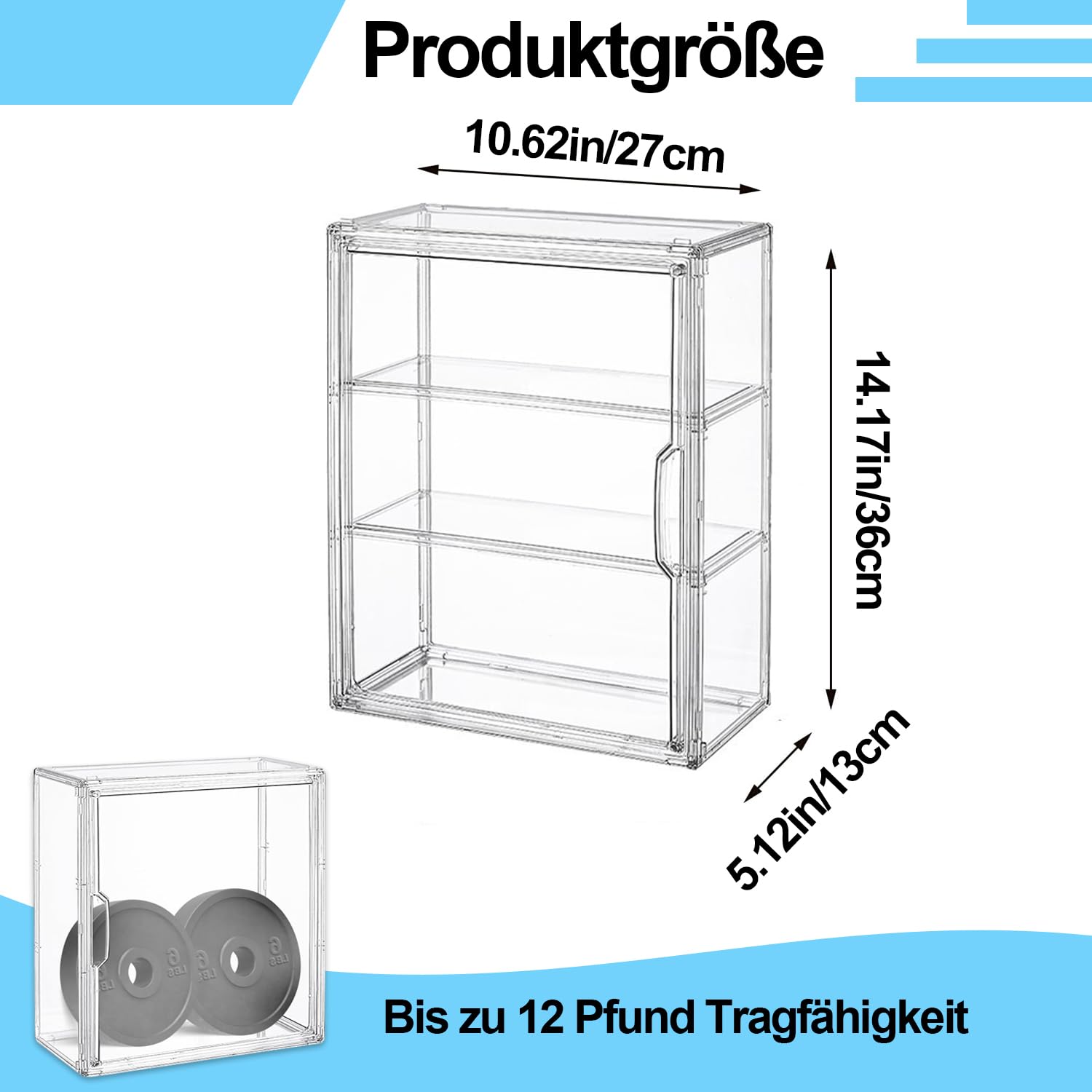 Vitrina acrílica de 3 capas con puerta magnética, pieza de arte acrílico autoensamblable para figuras de acción, miniaturas y coleccionables | Armario de plexiglás de alta calidad con cierre magnético