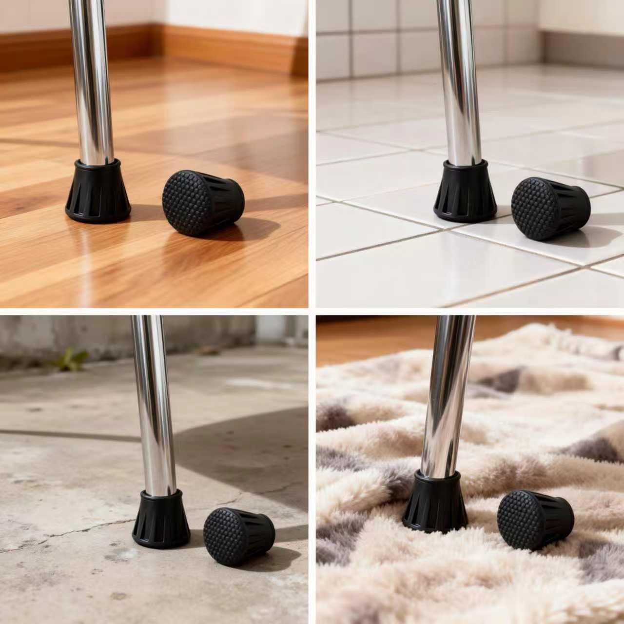 1",SoftTouch Rubber Leg Tip (4 Piece), Black