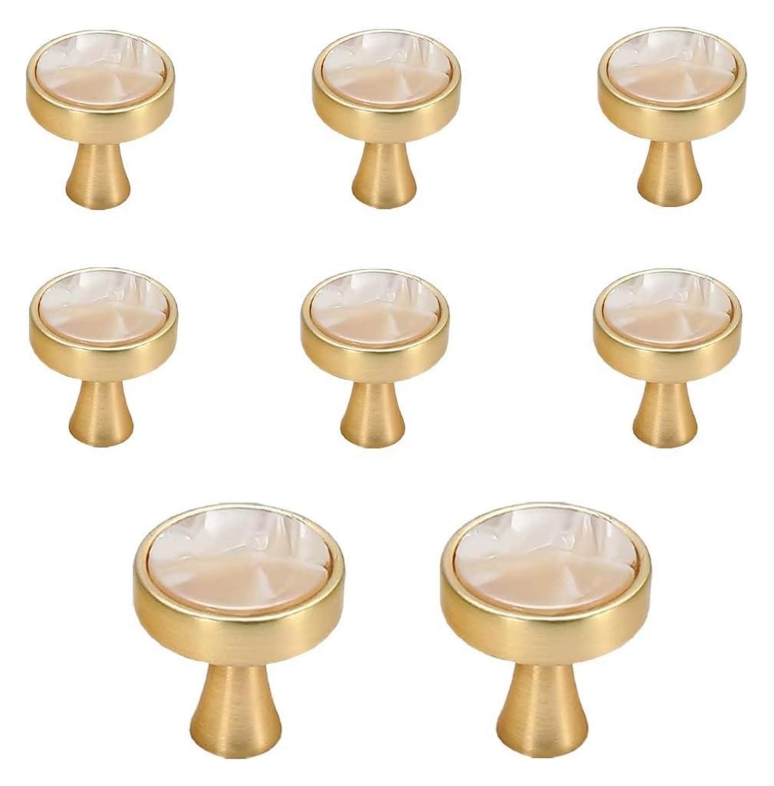 Złote uchwyty do szuflad i szaf, 8 szt. Gałki do szafek Haki ścienne ze śrubami Wielokolorowe o średnicy 24-31 mm(Golden Zinc Alloy+yellow Jade,Diameter:24mm)