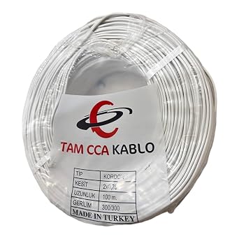 TAM 100 Metre Hoparlör ve Elektrik Kablosu 2x0.75 mm - Beyaz