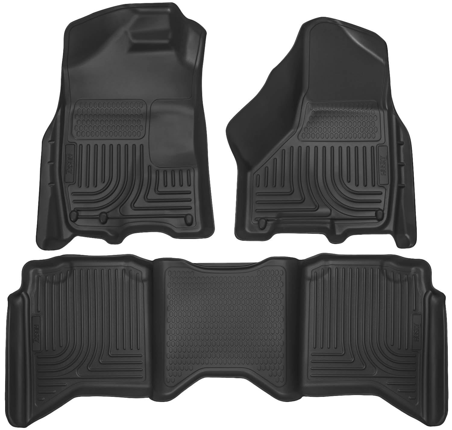 Husky Liners Weatherbeater Floor Mats | Fits 2009 - 2024 Ram 1500 (19-24 Classic Body only) Crew Cab; 2010 - 2018 Ram 2500/3500 w/Automatic Transmission | Front & 2nd Row, 3-pc Black - 99001