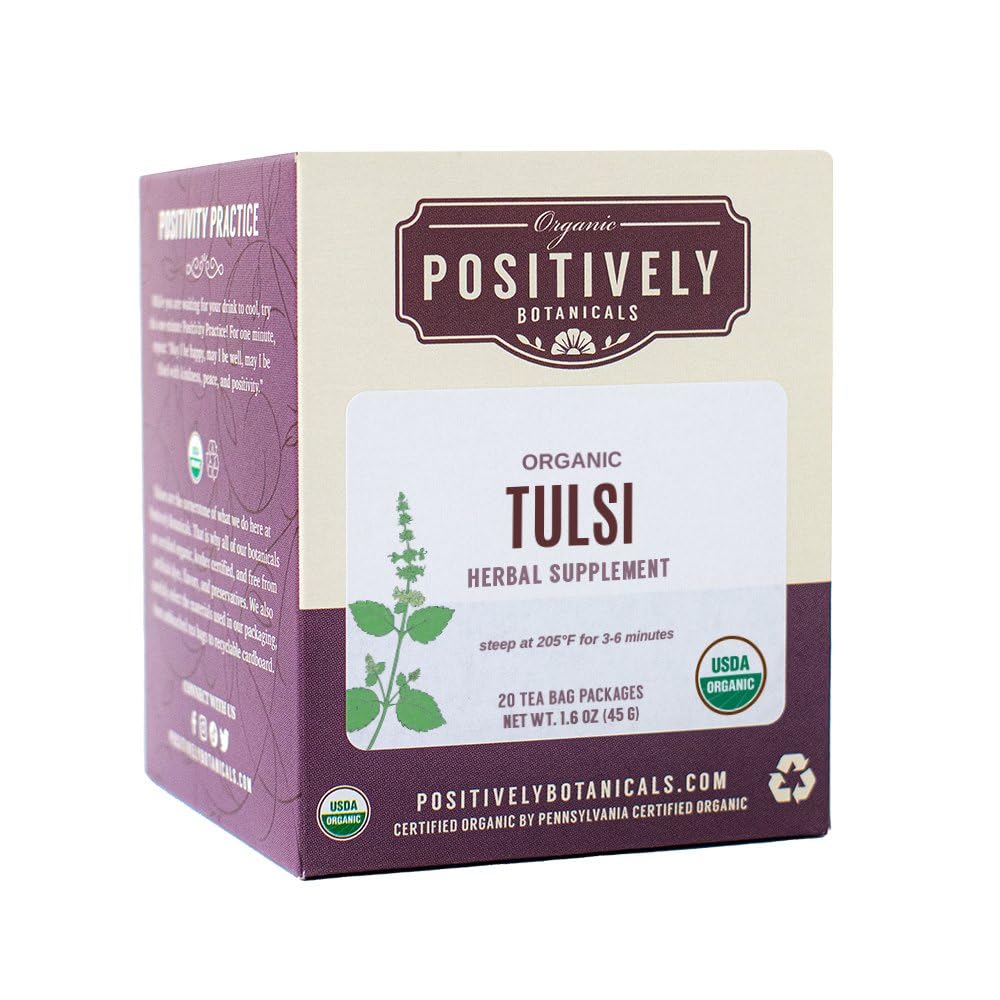 Organic Positively Botanicals Company, Tulsi Leaf Herbal Tea Bags, 20 CountUSDA Organic