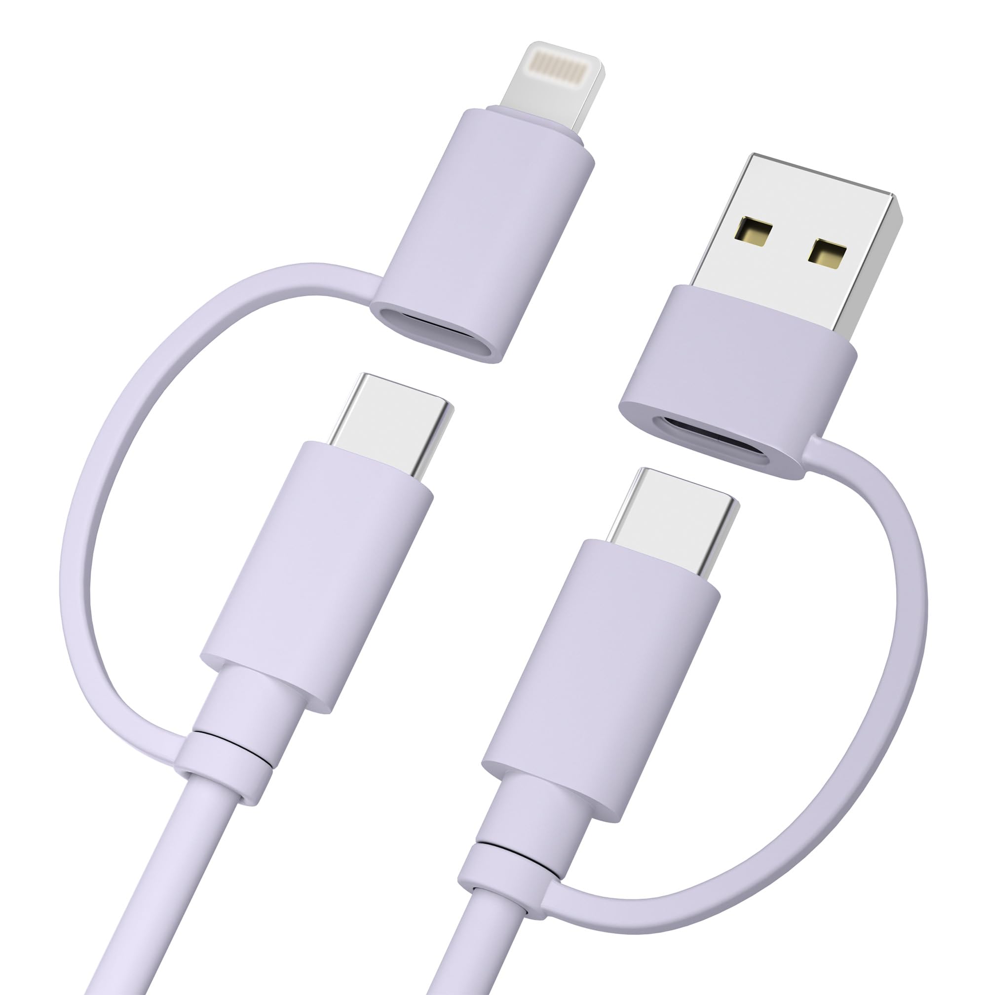 Elebase Câble de Charge USB C pour iPhone 17,Cable 4-en-1 Multiple 2M avec Adaptateurs USB A et Lightning,Cordon de Charge 60W USB-C pour Apple 17e 16 15 14 Pro Max Plus,iPad Air,Samsung S26 S25 Ultra