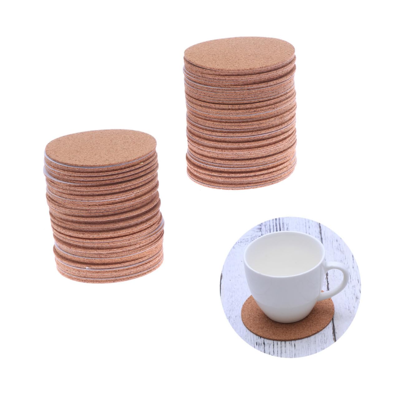 BESTonZON Mini-Plantes 90 Pièces Dessous De Verre en Liège pour Boissons sous-Verres Ronds en Liège Tapis De De Tasse De en Tapis Isolant Table en Bois 100mm Vide