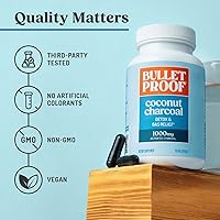 Vista 6 de Bulletproof Coconut Charcoal Detox and Gas Relief Capsules, 90 Count, Sourced from 100% Coconut Shells, Activated Charcoal for Bloating Support