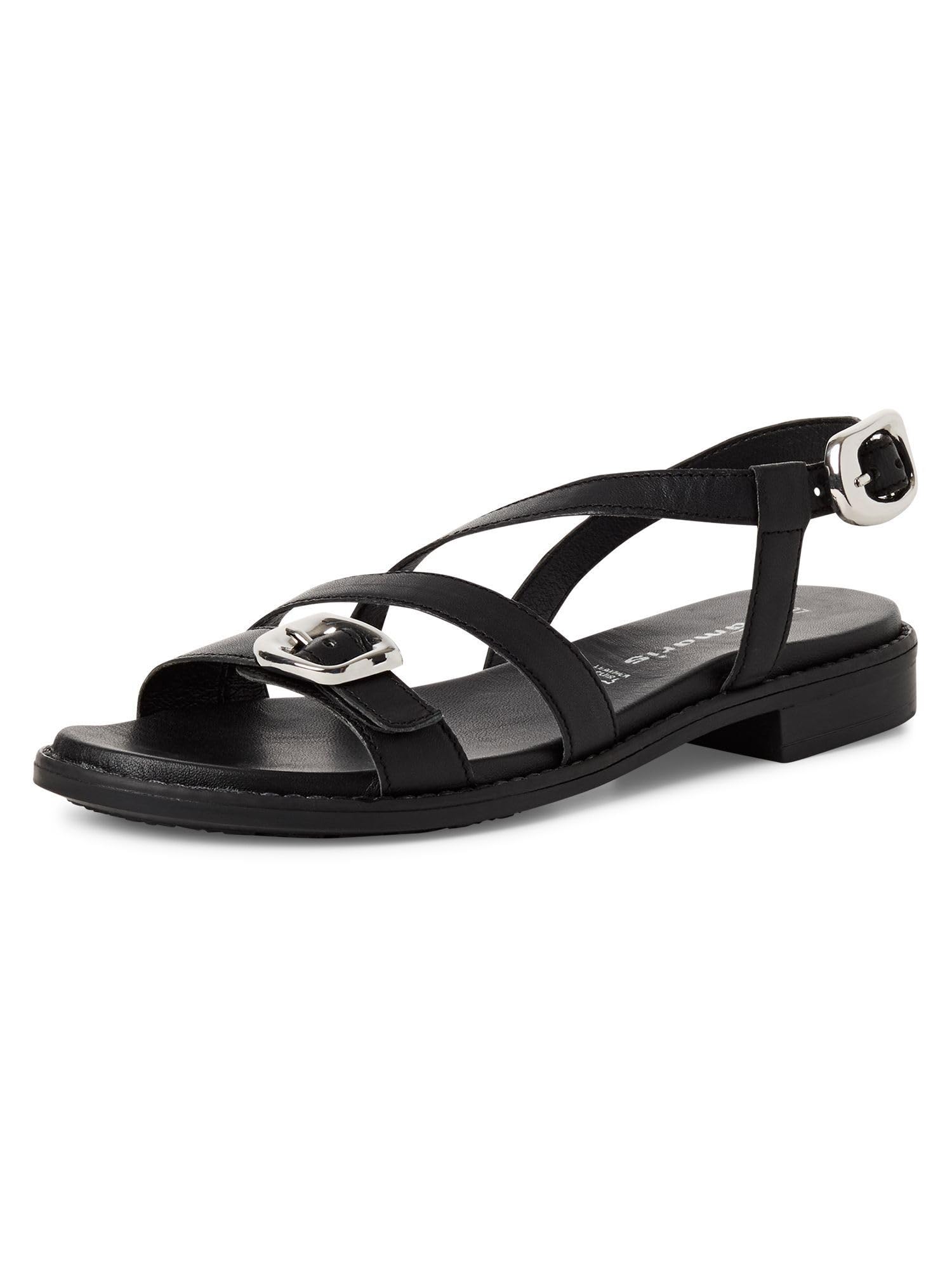 Tamaris Women’s leather sandal flat black 7.5 UK