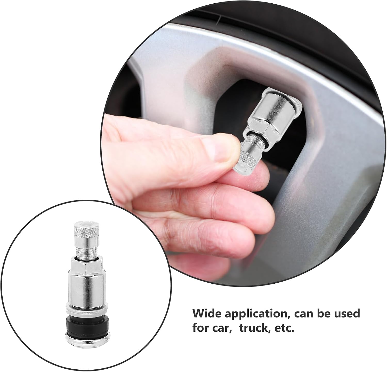 ULTECHNOVO 10pcs Metal Valve Stems, Bolt in Tire Valve Stem, Tire Valve Stem High-Pressure Clamp-in Valves Outer Mount Fits 0.453" and 0.625" Rim Hole(Silver)