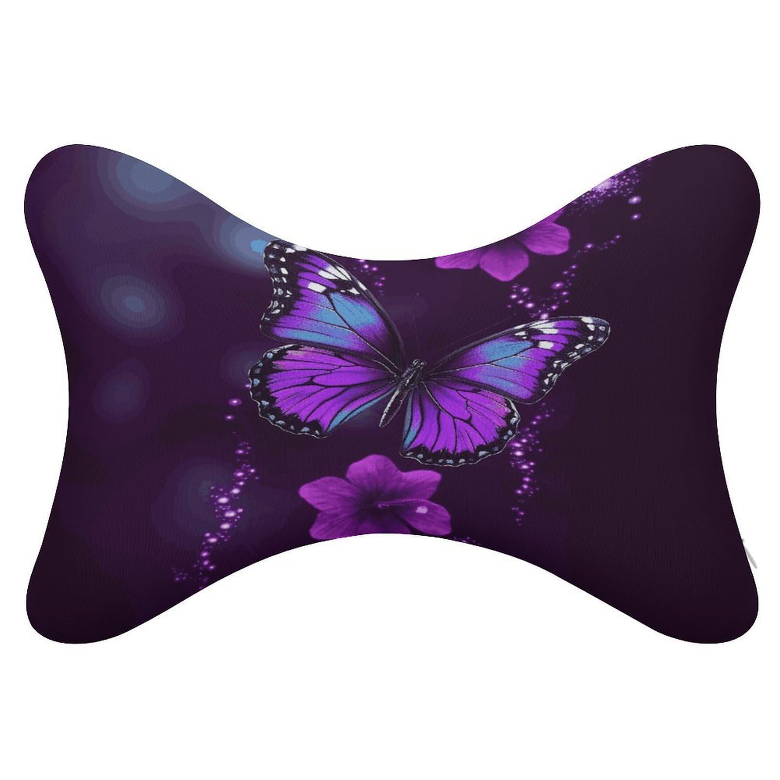 FekiLoot Purple Butterfly Car Headrest Set of 2,Softness Memory Foam Car Neck Pillow with Breathable Removable Cover Car Neck Support Pillow Ergonomic for Driving, Office