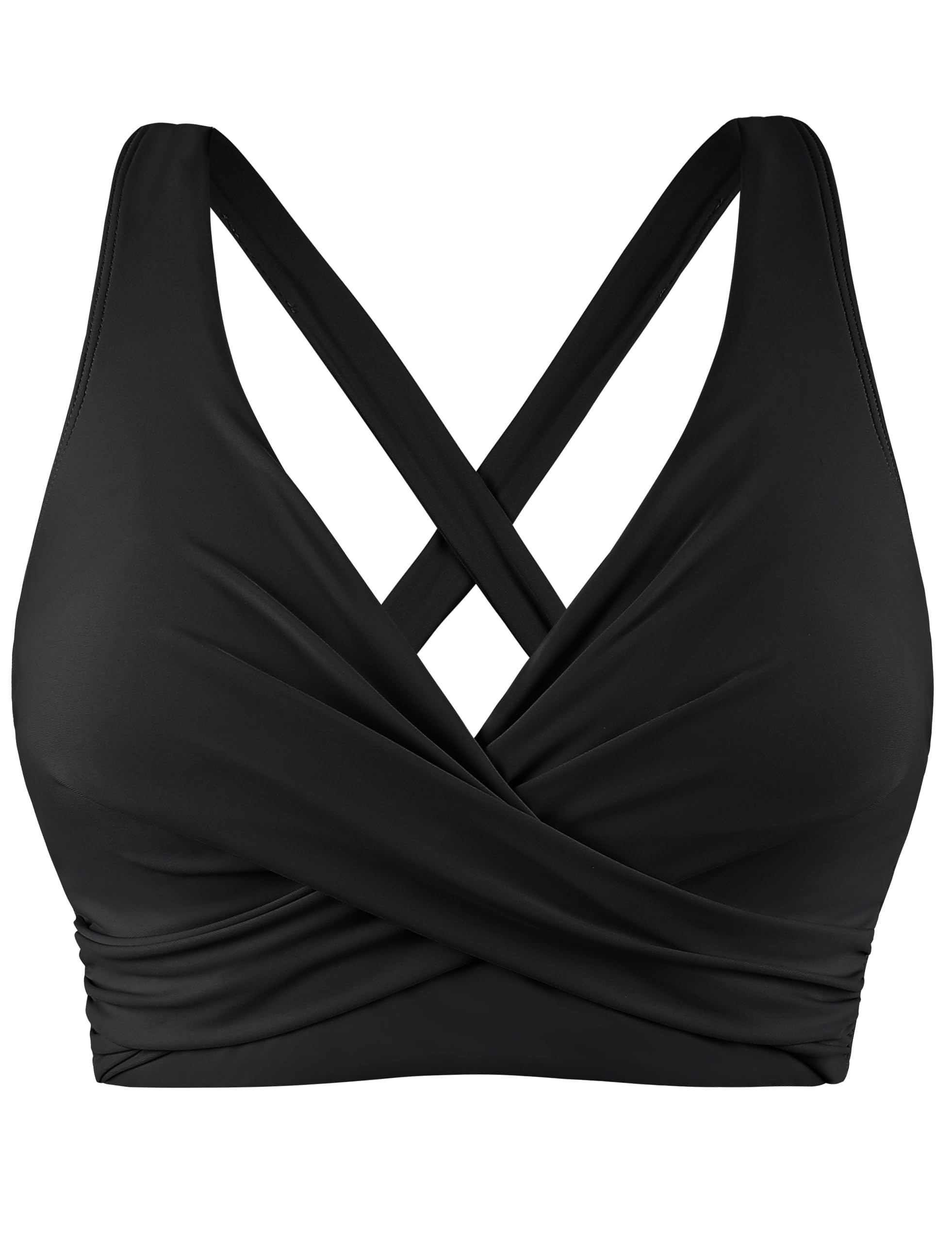 Women's Underwire Full Coverage Bikini Top Only Criss Cross Swim Crop Top Push Up Bathing Suit