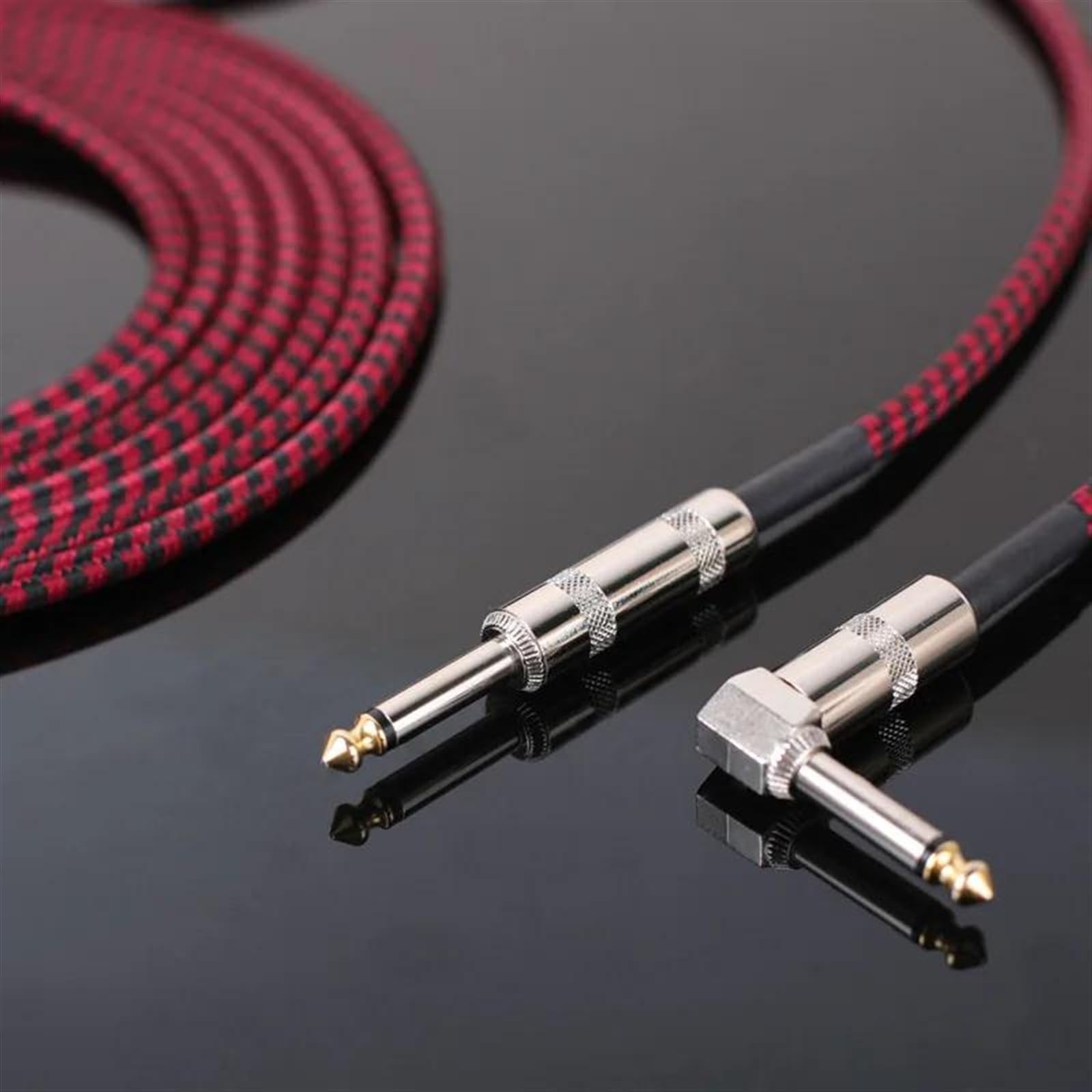 Kabel Audio W Oplocie Do Gitary O Długości 3 M. Ekranowany Kabel Audio Do Gitary Z Redukcją Szumów 6,35 Mm Kabel do Instrumentów Gitarowych