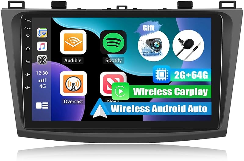 CAMECHO Android 13 Autórádió Mazda 3 2009-2013 Navigáció CarPlay 9" Képernyő Bluetooth