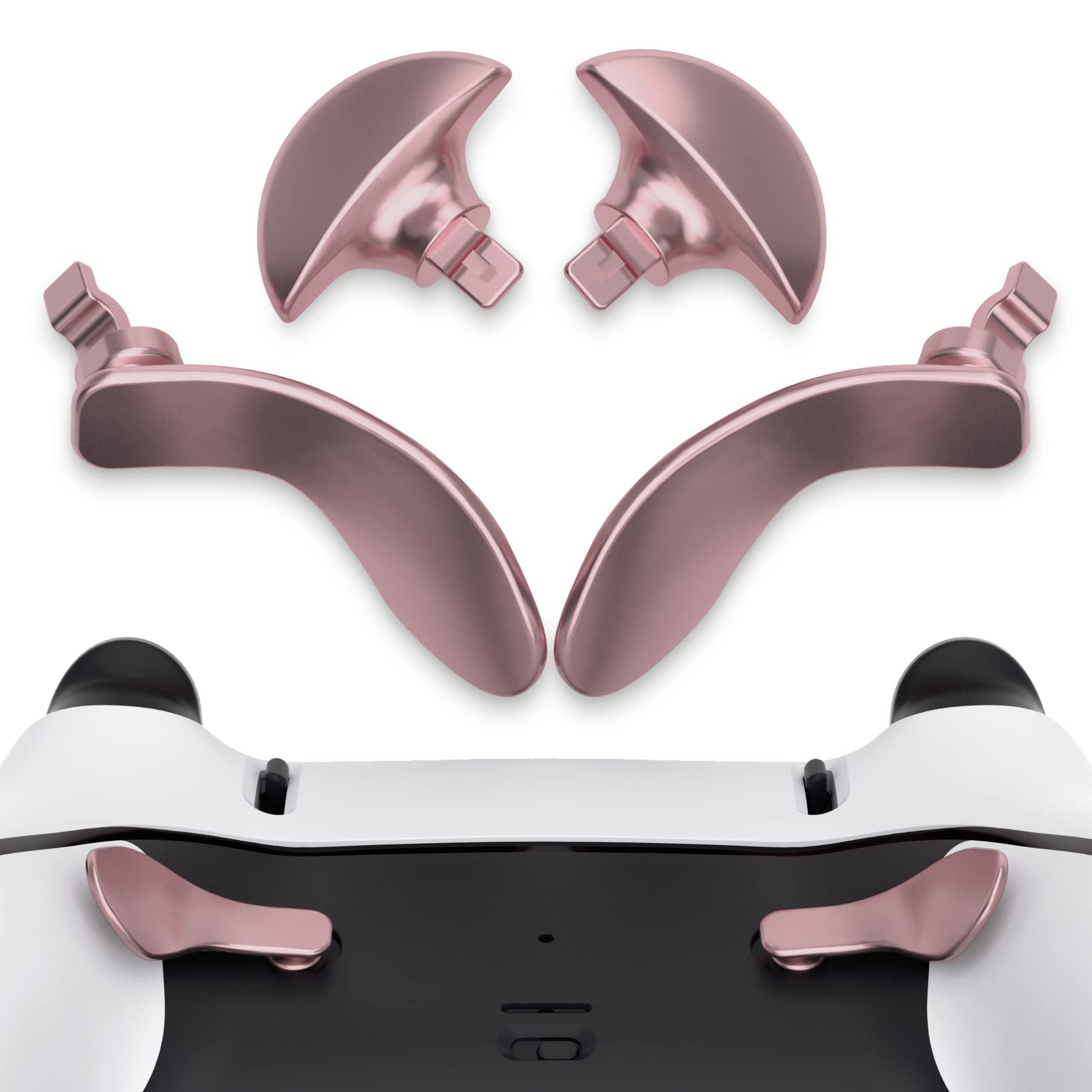 eXtremeRate Rückpaddel für PS5 Edge Controller, Metallic-Roségold, austauschbare 4 Stück Metallrückentasten für PS5 Edge Controller – Controller Nicht im Lieferumfang enthalten