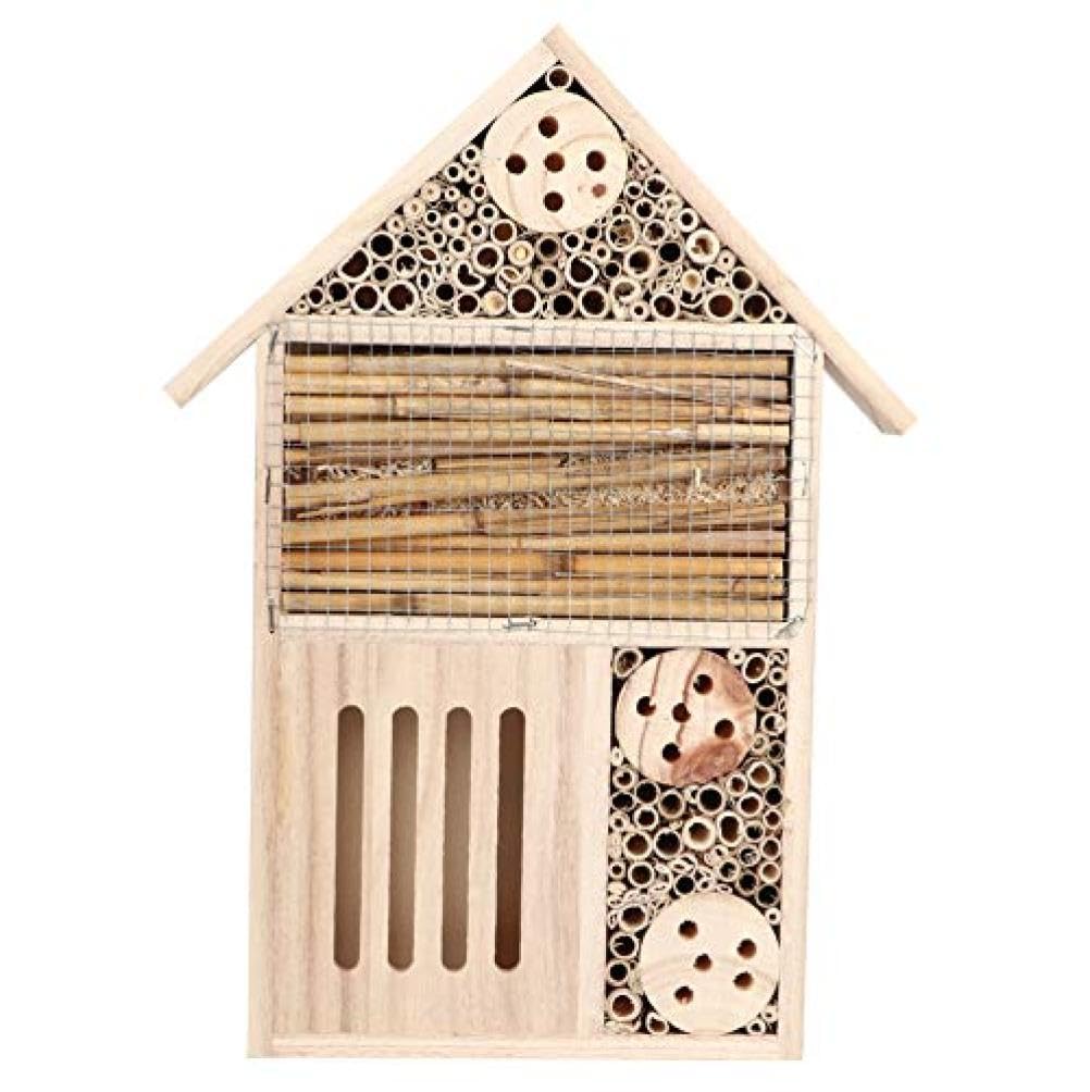 Apprelady Hotel for Garden, Natural Wood Bug House to Attract Beneficial, Outdoor Garden Decor for Kids Nature Observation..