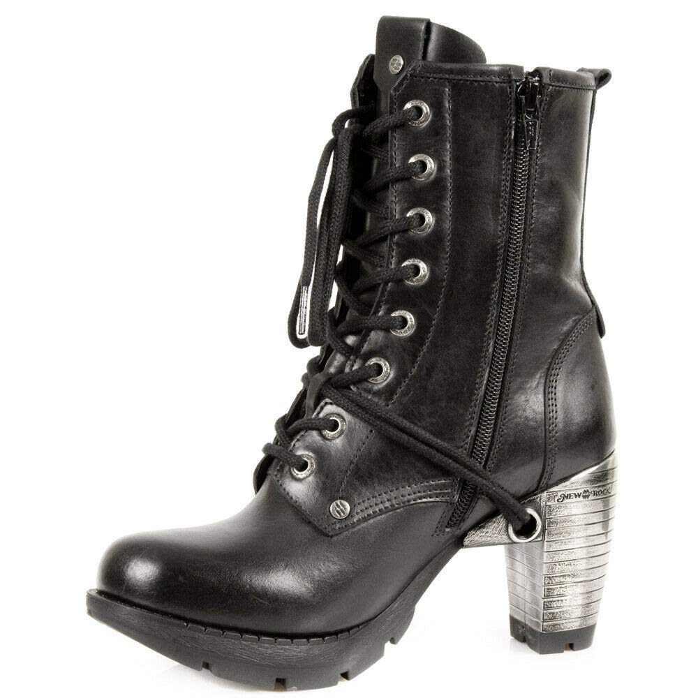 New Rock Trail M-TR001-S1 GOTH ROCK Ankle BOOTS Black Leather Fashion Punk Shoes