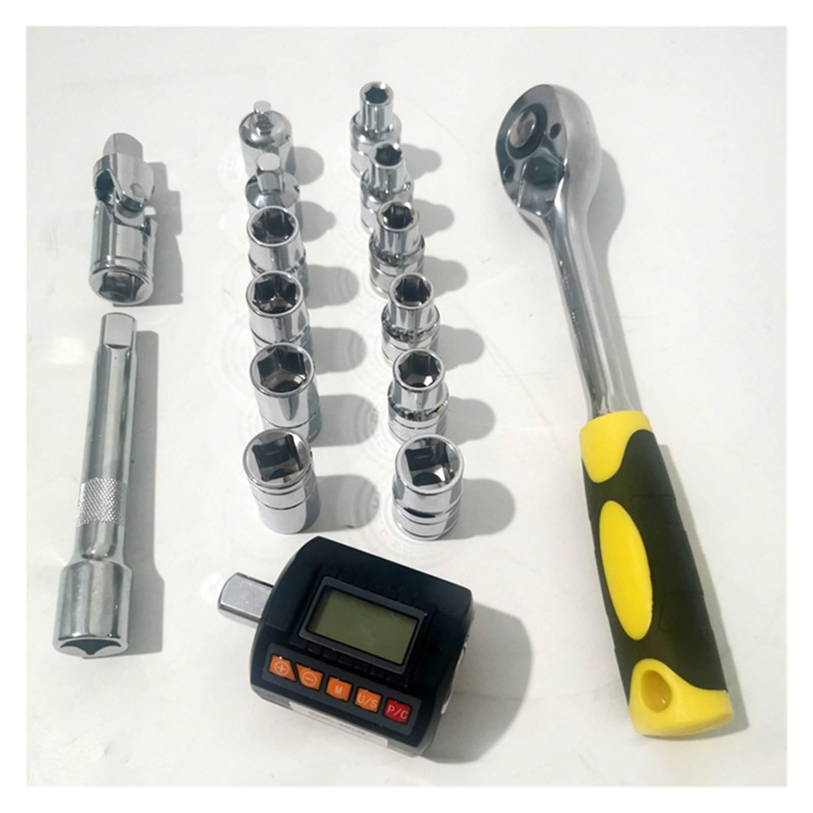 Llave dinamométrica digital, Juego de medidor torsión Digital, probador, adaptador, llave bujía, herramientas Reparación bicicletas y automóviles(20-200Nm sets)