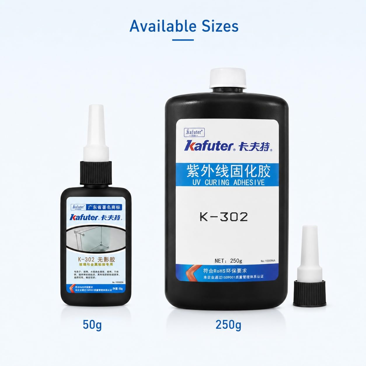 VIDOO Kafuter K-302 Fijador Estructural Materiales Cruzados, Adhesivo Ultravioleta 50 g y 250 g para Chapa Metálica y Vidrio, Polímero Fijación Aleación Alta Estabilidad, 250g