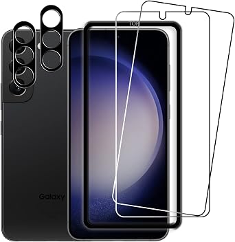 2+2For Galaxy S23 Plus 5G Glass Film Set of 2 + Camera Film for Galaxy S23 Plus 5G Set of 2 + Guide Frame IncludedUltra Thin 9H Hardness Fingerprint Resistant Made from Japanese Asahi Glass