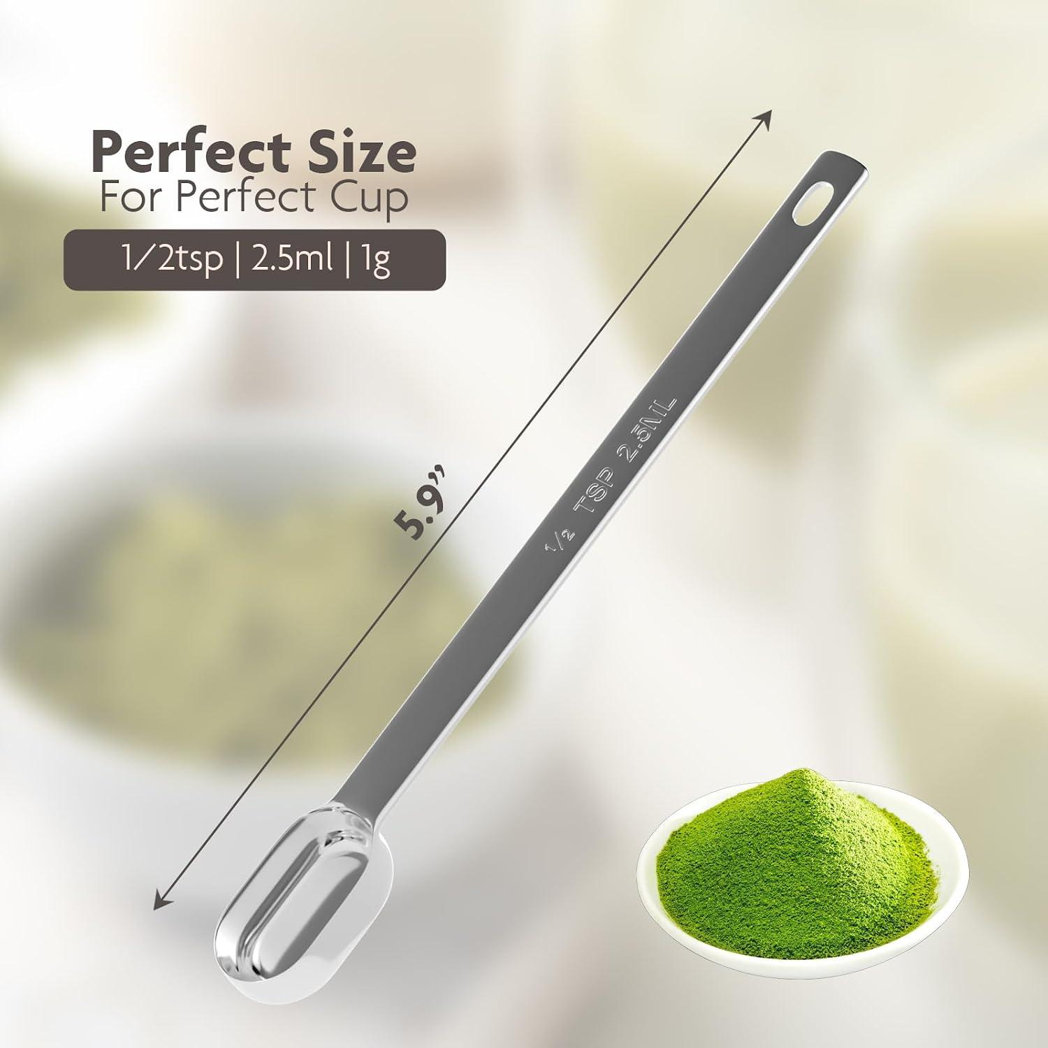 Matcha Scoop, 1g(1/2tsp|2.5ml) Measuring Spoon for Tea Powder