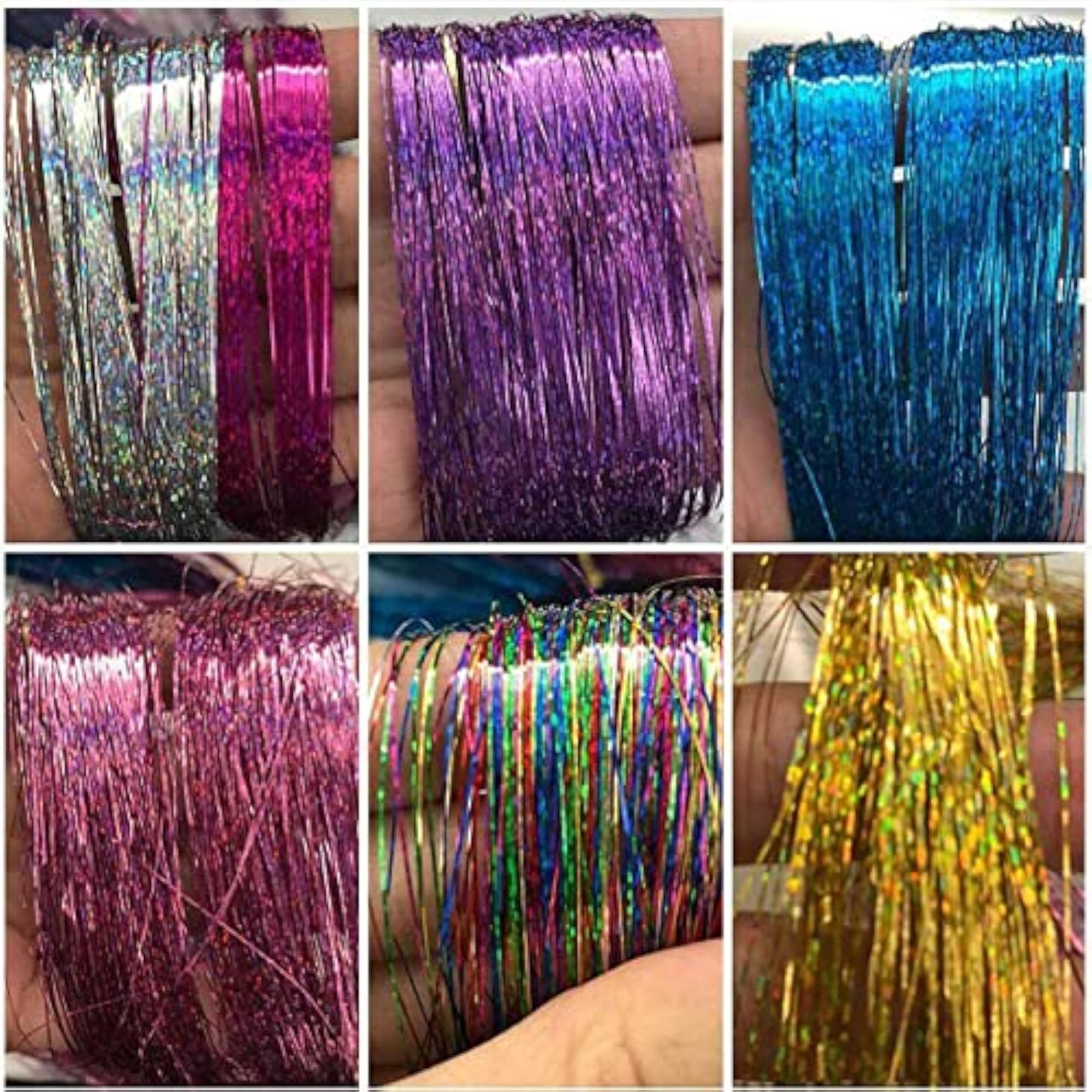 Hair Tinsel Glitter Extensions, 40 Inch, Pack of 3