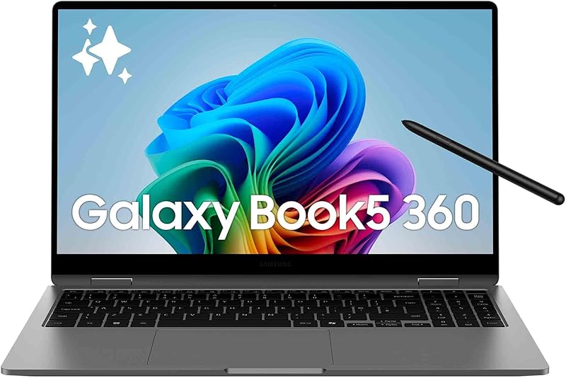 Samsung Galaxy Book5 360 15.6, Copilot+PC, Ordinateur Portable avec IA, Processeur Intel Core Ultra