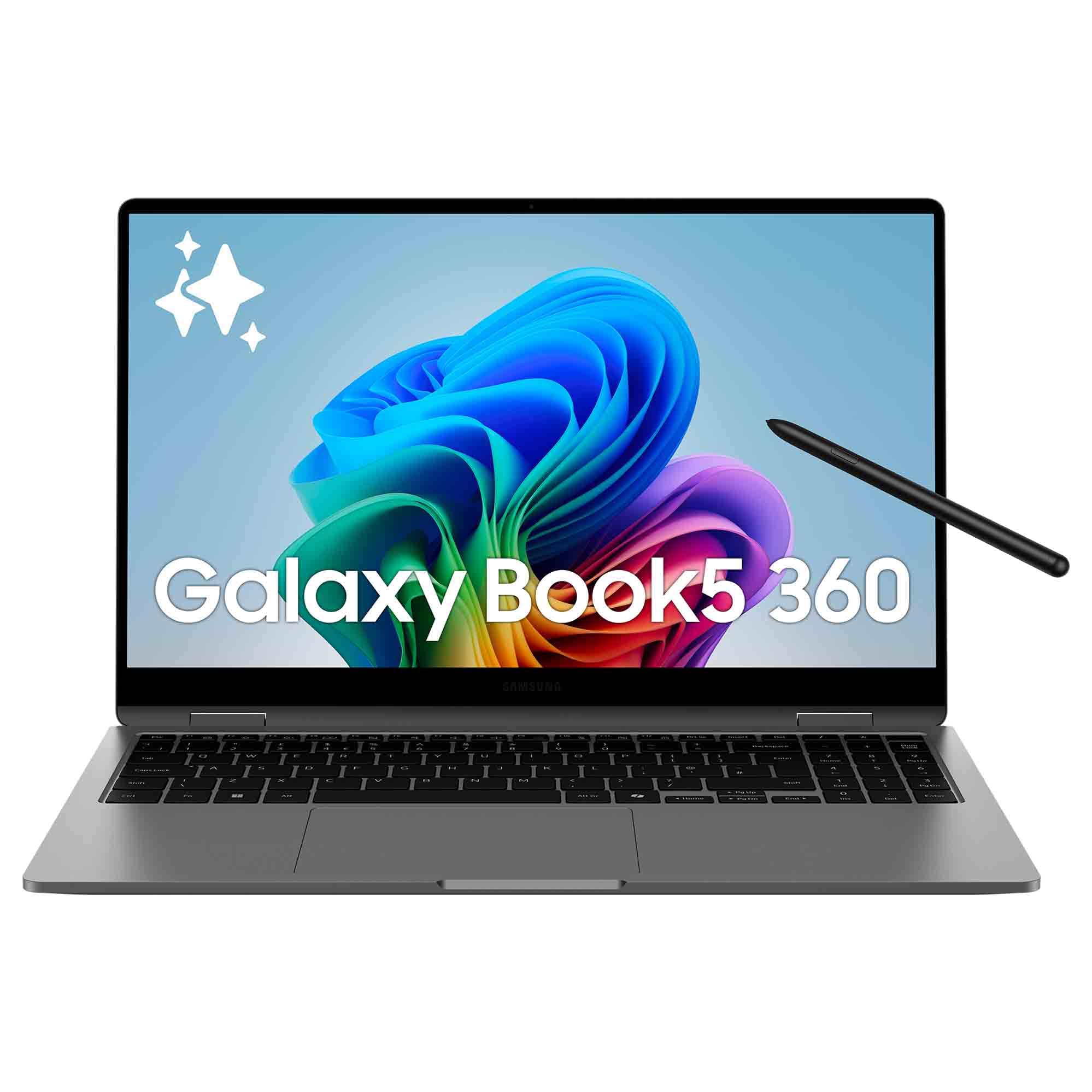 Samsung Galaxy Book5 360 15.6", Copilot+​PC, Ordinateur Portable avec IA, Processeur Intel Core Ultra 7, Mémoire 16Go RAM, Stockage 512Go, Clavier AZERTY FR, Anthracite
