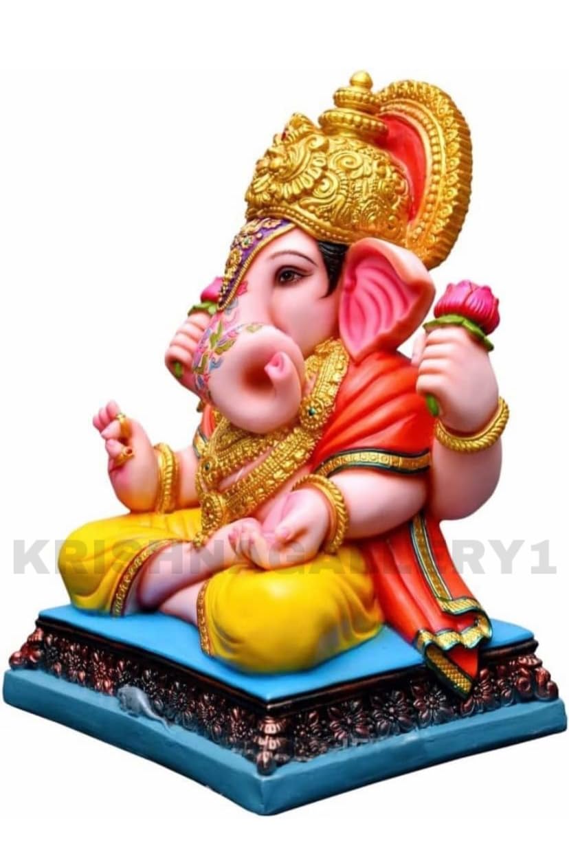KRISHNAGALLERY1 Marble Dust Dagdu Seth Ganesh ji Murti Ganesh Statue for Home Pooja Office Home Decor Idol 13 Inch 1