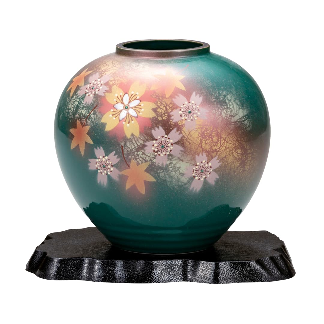 Nakamaru K8-1274 Kutani Ware Vase No. 5.5 Flower Dance