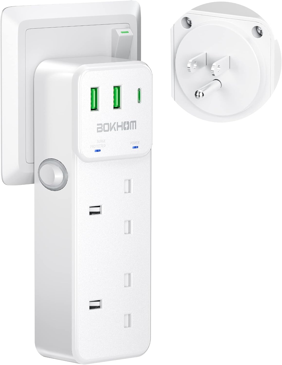 UK to US Plug Adaptor, 2 Way USB Plug Extension Sockets, Double Plug