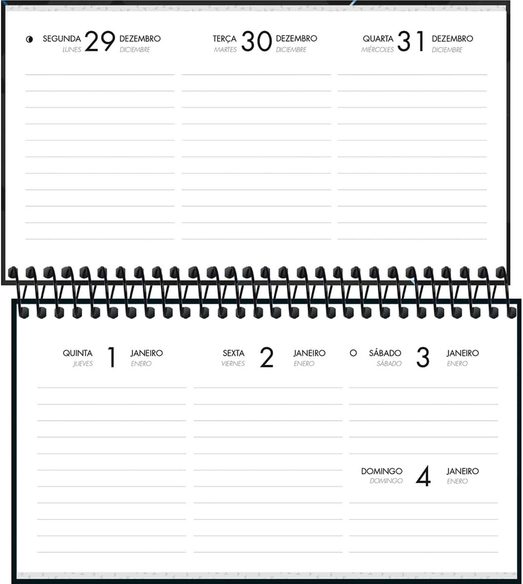 Tilibra - Agenda Executiva Espiral Semanal 16,7 x 8,9 cm Spot 2026 - Preta e Azul