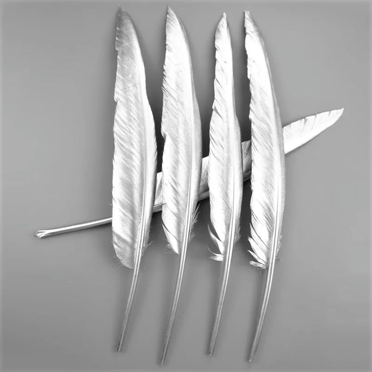 Piume d'Argento Dorate Accessori Artigianali Centrotavola Dorati Decorazione per Feste - Argento 25-30 cm - 500 Pezzi