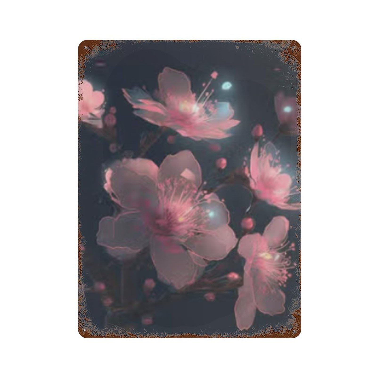 Cherry Blossom Fantasy Decorative Tin Sign 15.7"x11.8", Farmhouse Wall Decor for Garage, Bar And Workshop Decor