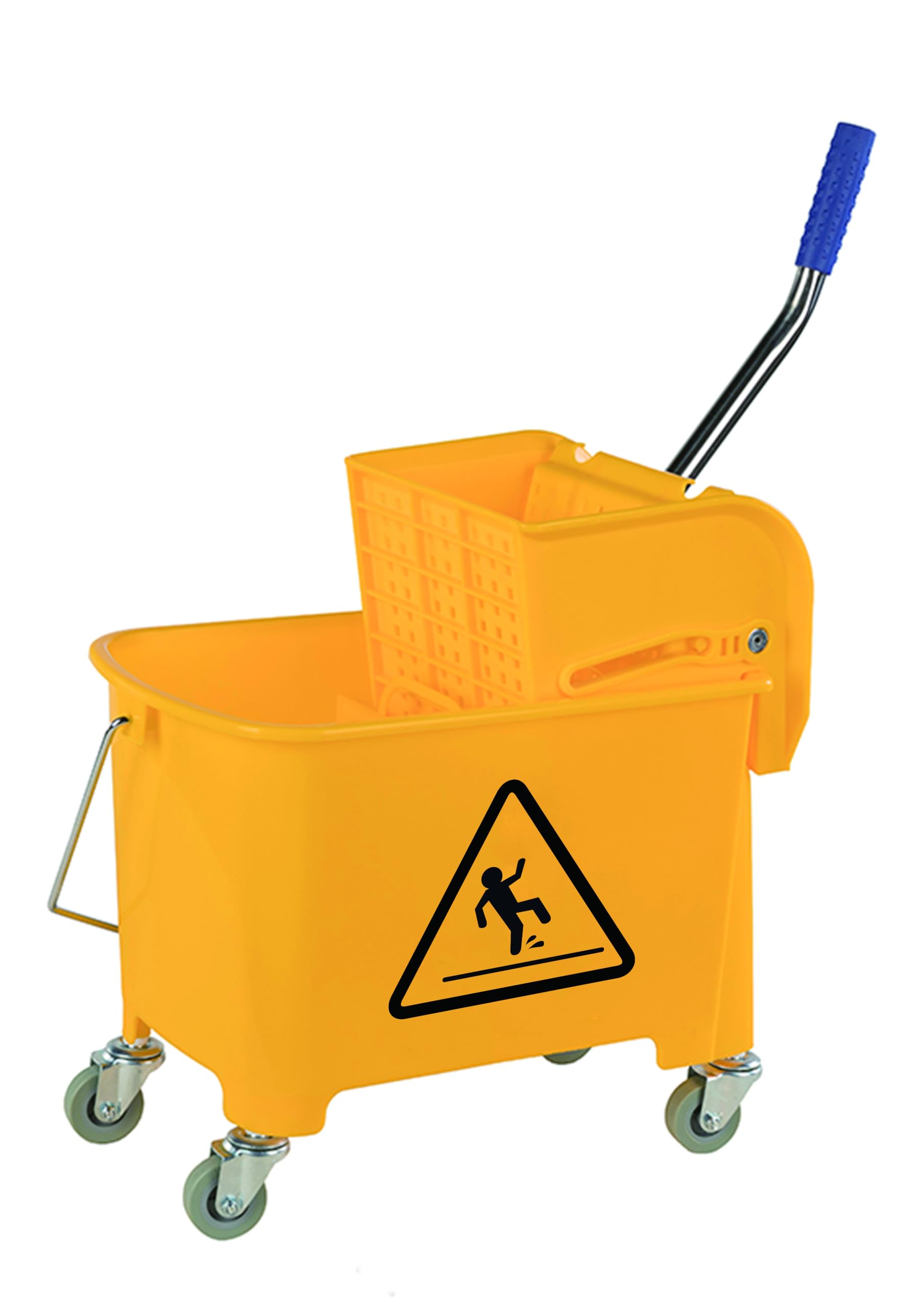 METRO Professional Wischwagen, Einwanne, schlagfester Kunststoff, 30 l, mit Abscheider und Ablaufhahn, komplett mit Auswringer