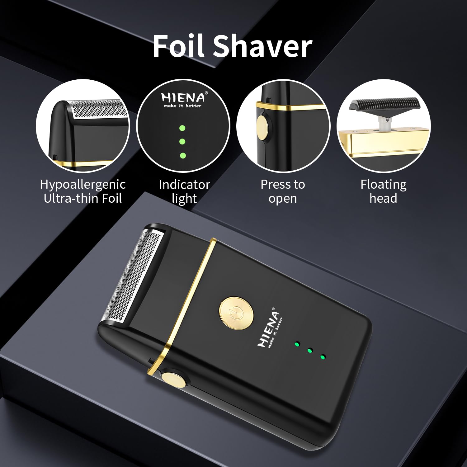 HIENA PRO Tondeuse à cheveux pour homme, sans fil, tondeuse à cheveux, tondeuse à barbe, rasoir à lames, kit complet de rasage et de coupe de cheveux électrique (3 pièces)