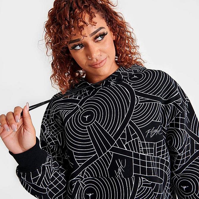 Brooklyn Women's Fleece Allover Print Sweatshirt Hoodie Size Small to Large Color Black and White4