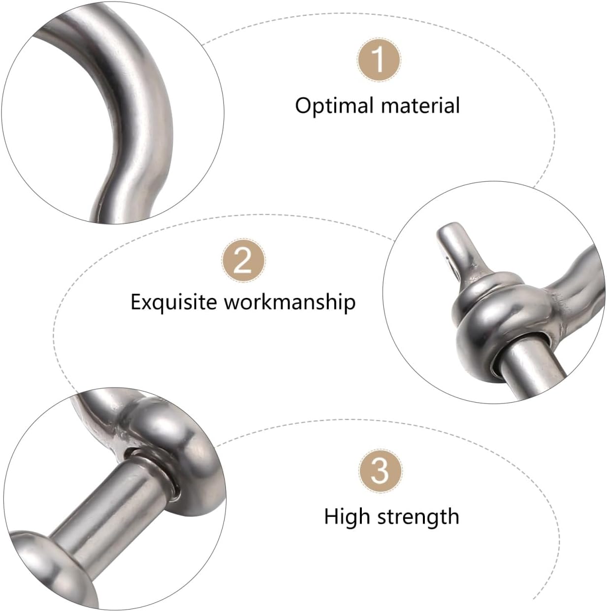 Kichvoe 4 pcs D Shaped Shackle 1.18 X 1.18 X 0.35 in Stainless Steel Lifting Shackle for Towing Hauling Winching Rigging Vehicle Recovery