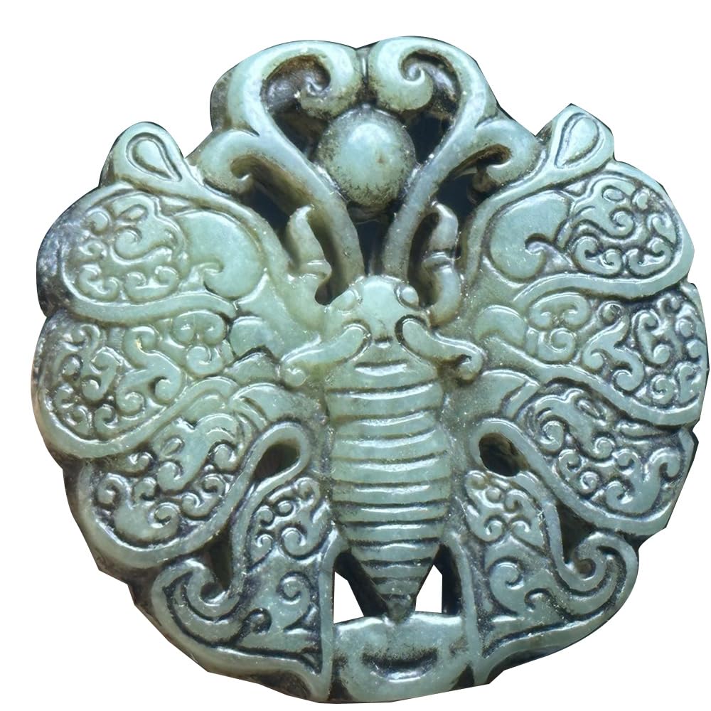 Collection - Adornos colgantes de piedra de jade envejecida, objetos antiguos, mariposa, 8 unidades