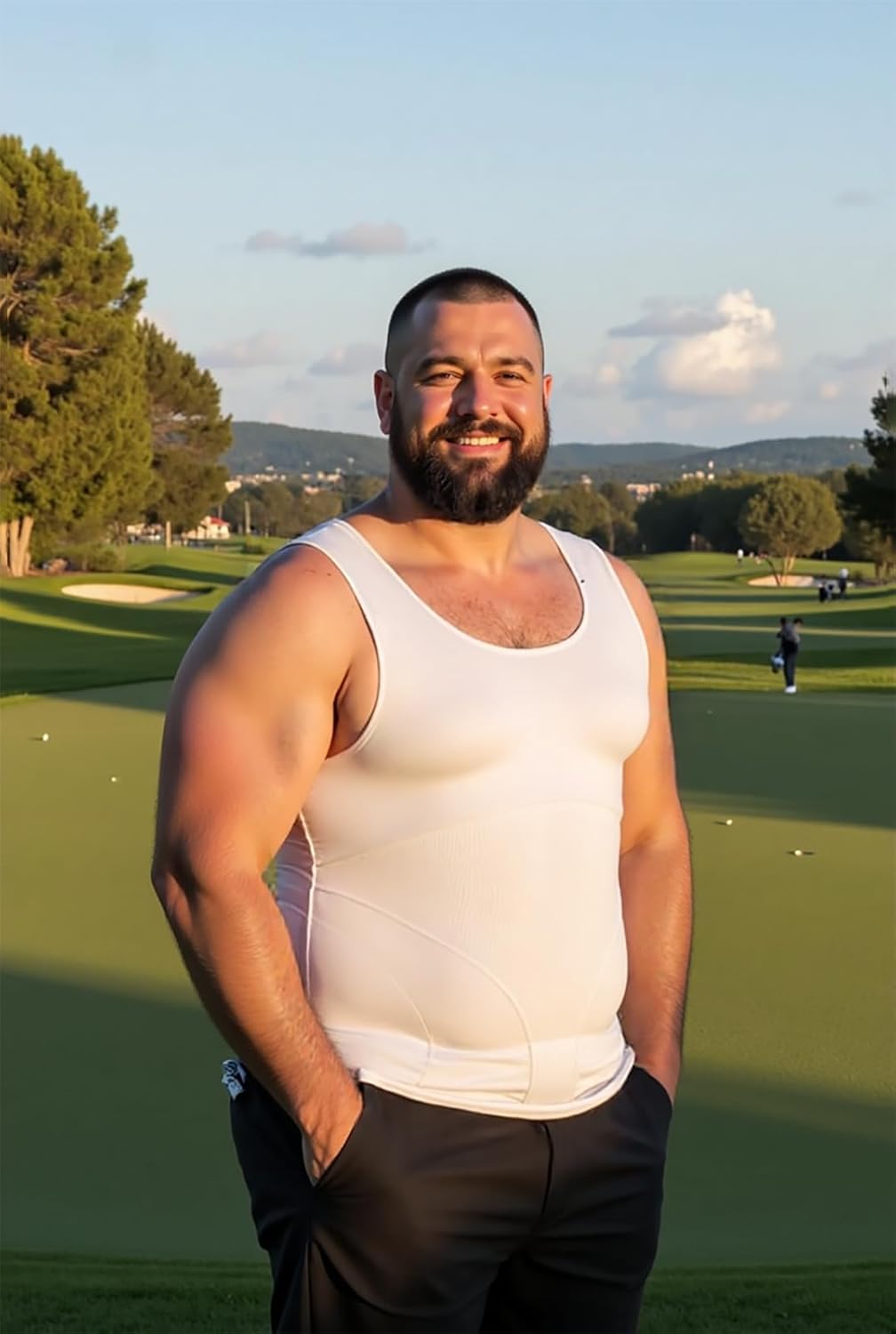 Mens Compression Shirt Sleeveless Slimming Body Shaper Undershirts Tummy Control Workout Tank Top - Image 3