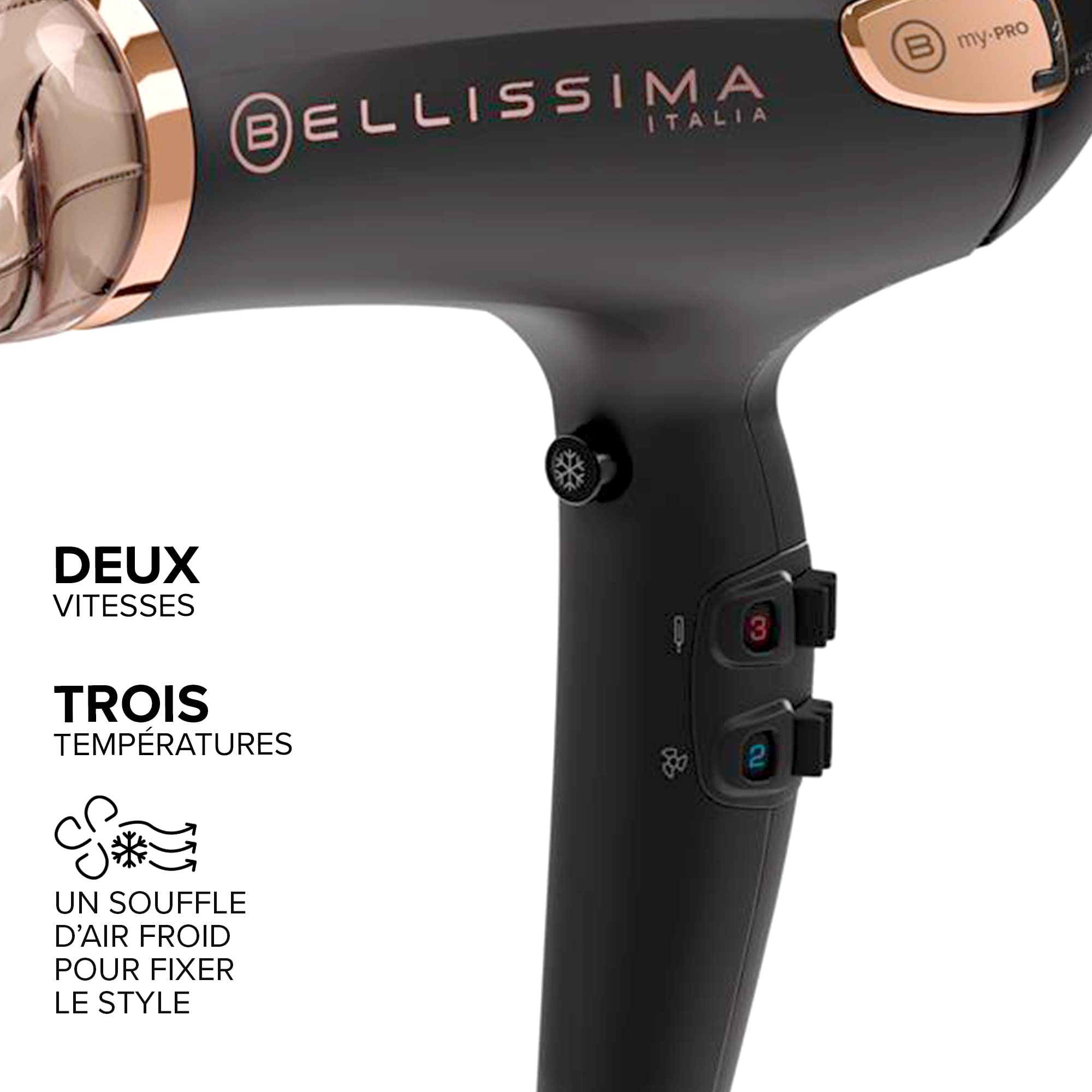 Bellissima Sèche Cheveux Professionnel Technologies Céramique et Ionique - Embout Étroit et Diffuseur - My Pro Ceramic P5 3800 - Séchage Professionnel Cheveux Doux, Soyeux et Hydratés - 2300 W