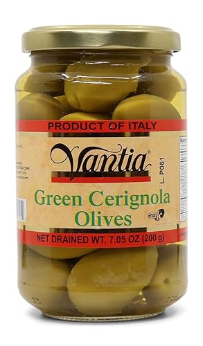 Vantia - Aceitunas Cerignola verdes italianas, (2)- Tarros de 7.05 oz