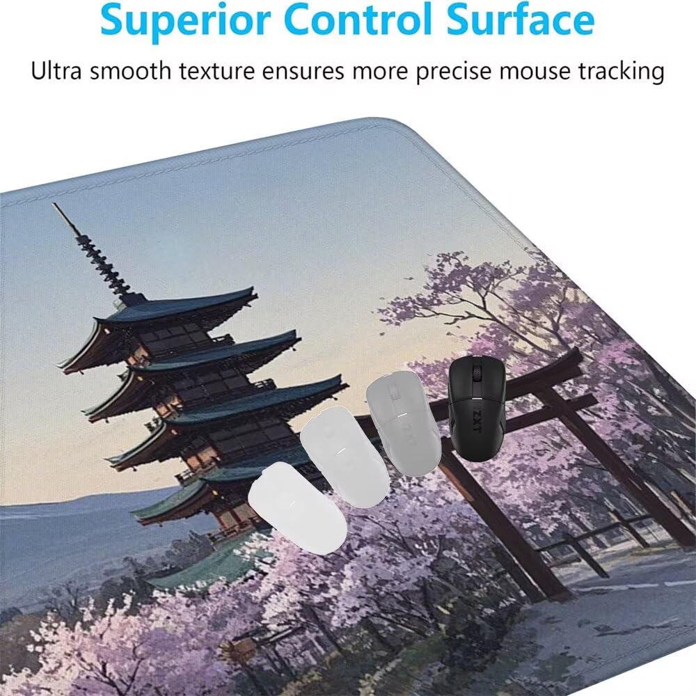 Giappone Tappetino Mouse XXL 1000x500x3mm, Gaming Tappetino Mouse Paesaggio Mousepad con Base in Impermeabile Gomma Antiscivolo per Tastiera, PC, Computer Ufficio Idea Regalo per Festa del Papà X-830
