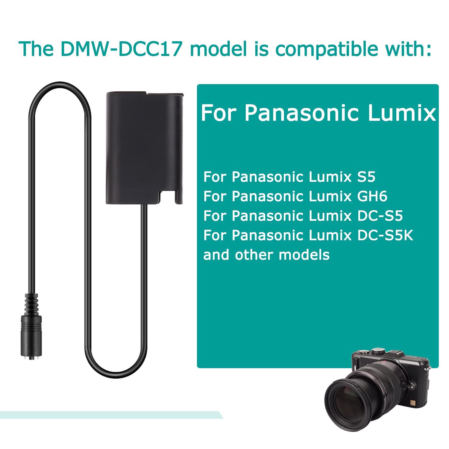 Adapter USB-C DMW-AC8 Kabel Zasilający DMW-DCC17 Dummy Łącznik Baterii PD Adapter Kit Wymień Baterię DMW-BLK22 do Panasonic Lumix S5 GH6 DC-S5K